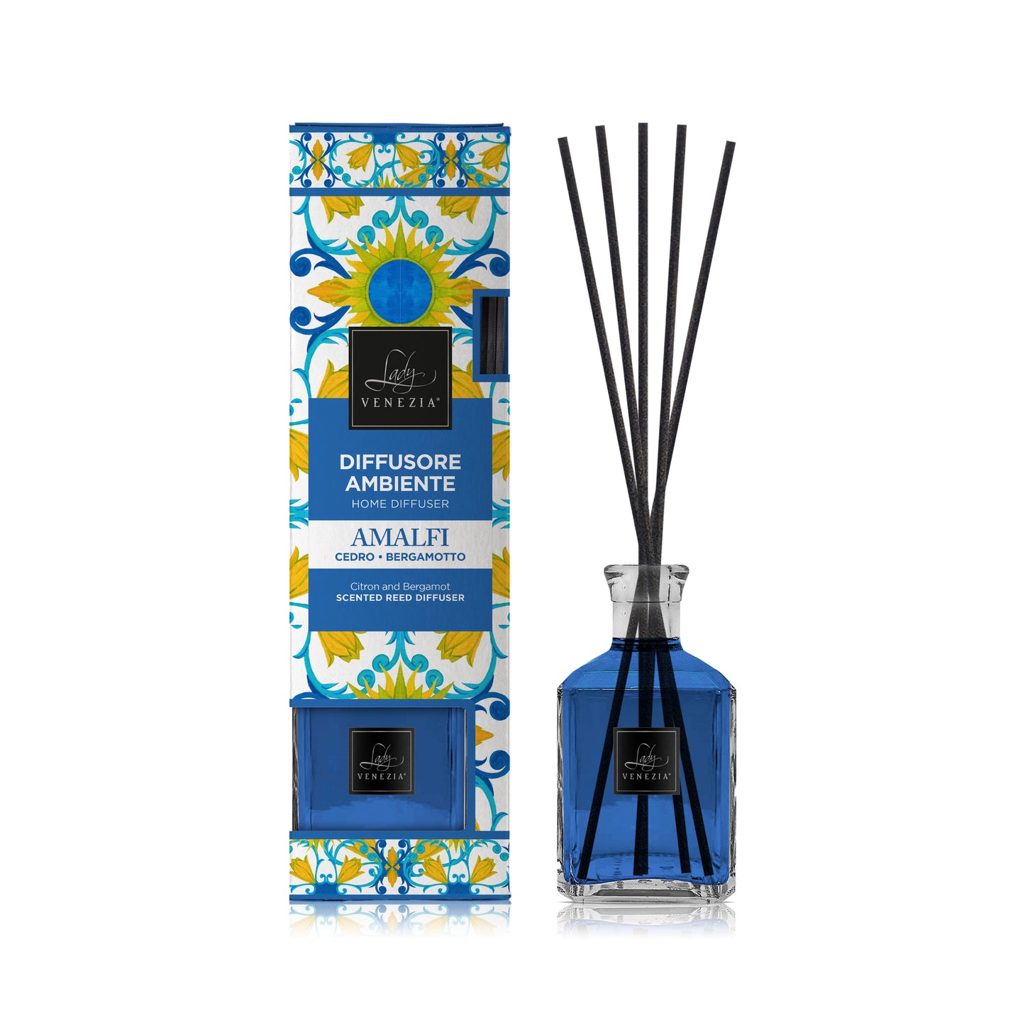 Maxi Diffusore Cubo "Ceramiche" con Bastoncini - 250 ml