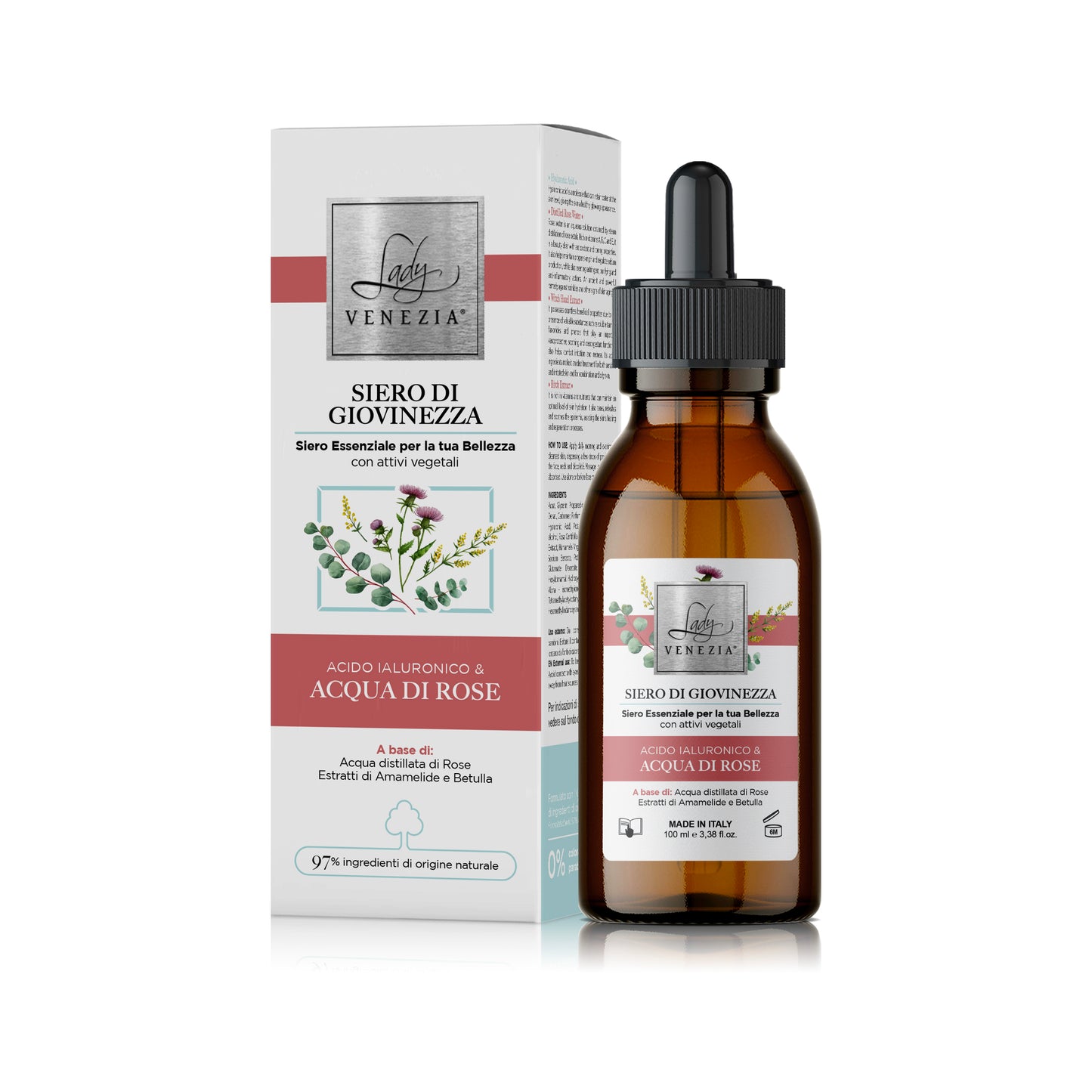 Sérum à l'eau de rose et à l'acide hyaluronique - 100 ml