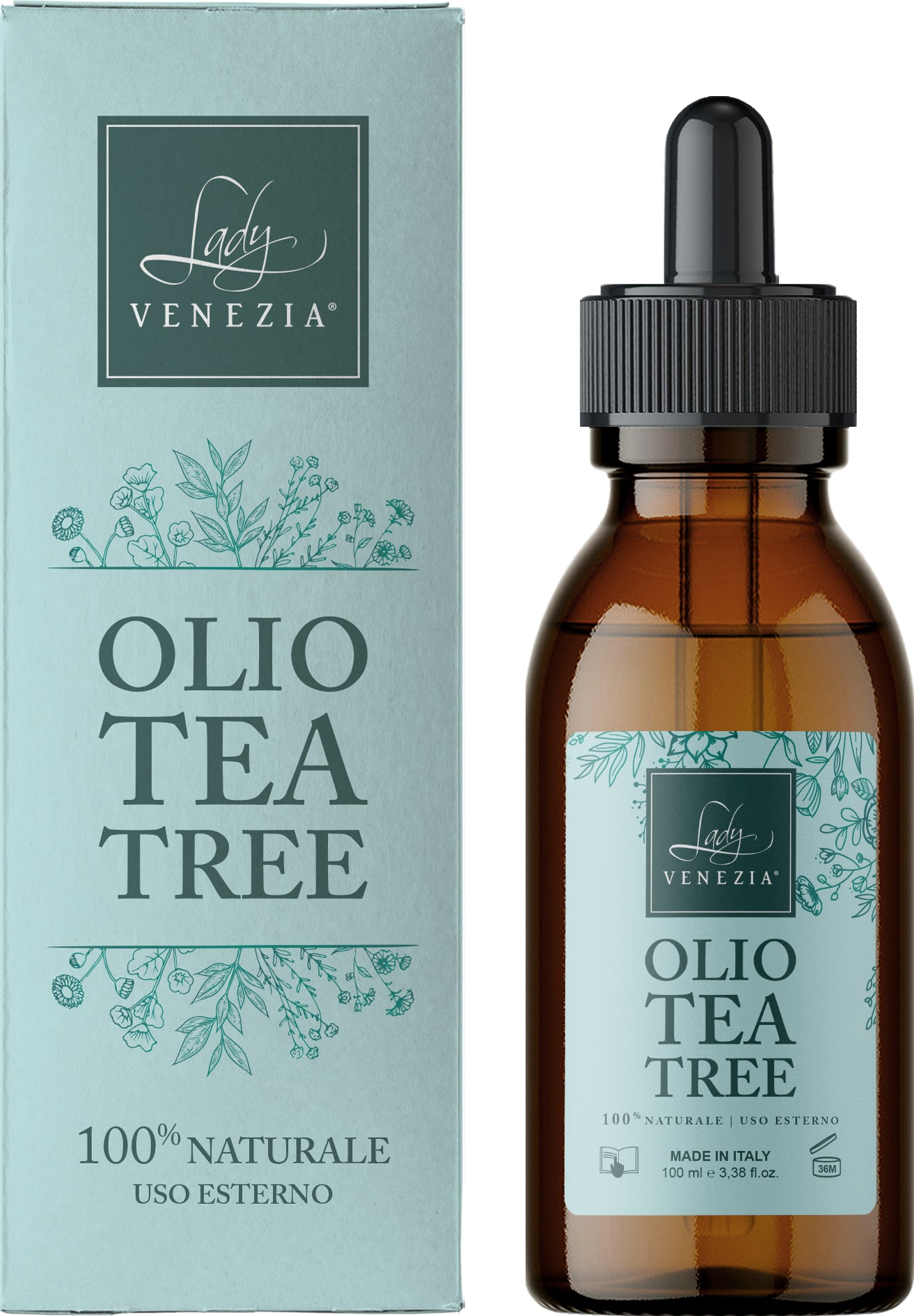 Huile essentielle d'arbre à thé avec compte-gouttes 100 ml