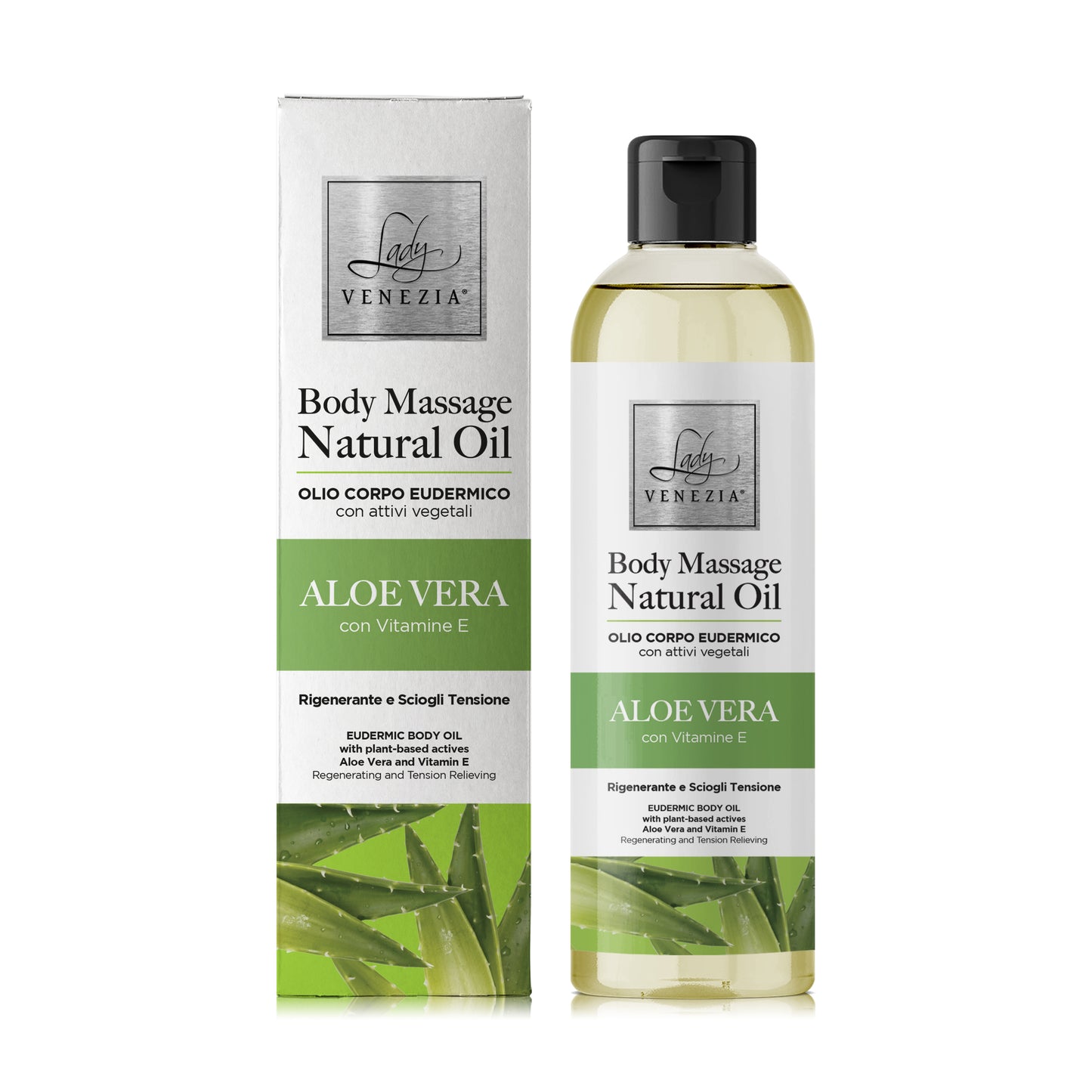 Body Massage Natural Oil - Aloe vera, rigenerante e sciogli tensione 250 ml