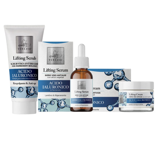 Trattamento Viso Siero 30 ml + Crema 50 ml + Scrub Viso 100 ml all' Acido Ialuronico