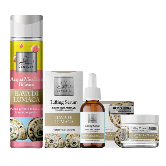 Kit Beauty Routine Bava di Lumaca - Acqua Micellare 250 ml + Siero Viso 30 ml  + Crema 50 ml